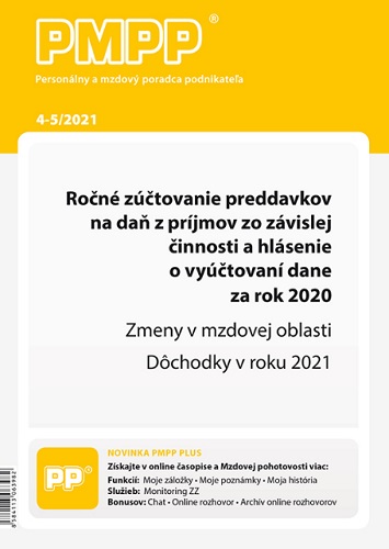 PMPP 4-5 2021 Ro�n� z��tovanie preddavkov na da� z pr�jmov zo z�vislej �innosti a hl�senie o vy��tov