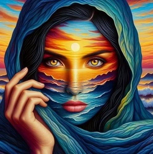 Diamantov� malov�n� �ena na pozad� pou�t