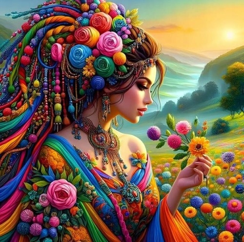 Diamantov� malov�n� D�vka v z�plav� bare