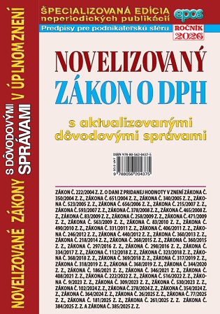 Novelizovan� z�kon o DPH s aktualizovan�mi d�vodov�mi spr�vami v �plnom znen� (NZ 1/2026)