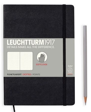 LEUCHTTURM1917 Softcover Medium (A5) Black, 123 p., bodkovan� - z�pisn�k