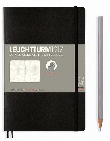 LEUCHTTURM1917 Softcover paperback (B6+) Black, 123 p., bodkovan� - z�pisn�k