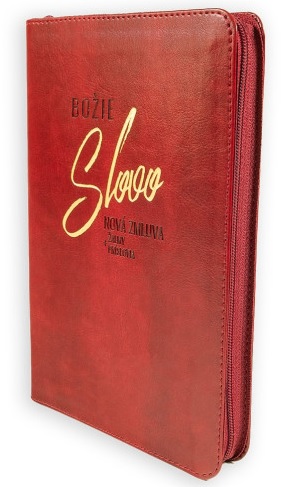 Bo�ie Slovo - Nov� zmluva, �almy a Pr�slovia 2025 - imit�cia ko�e, tmavo�erven� so zipsom