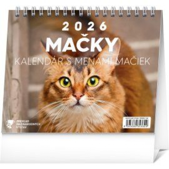 NOTIQUE Stolov� kalend�r Ma�ky � s menami ma�iek 2026, 16,5 x 13 cm