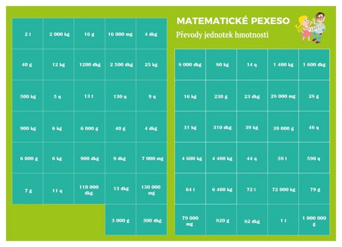 Pexeso Matematika P�evody jednotek...