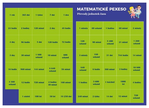 Pexeso Matematika P�evody jednotek �asu