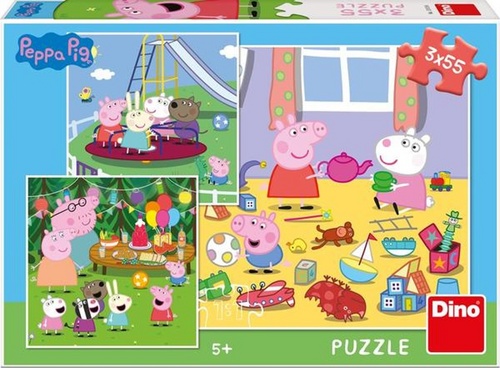 Puzzle 3x55 Peppa Pig na pr�zdnin�ch
