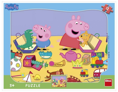 Puzzle 12 Peppa Pig si hraje deskov� tv.