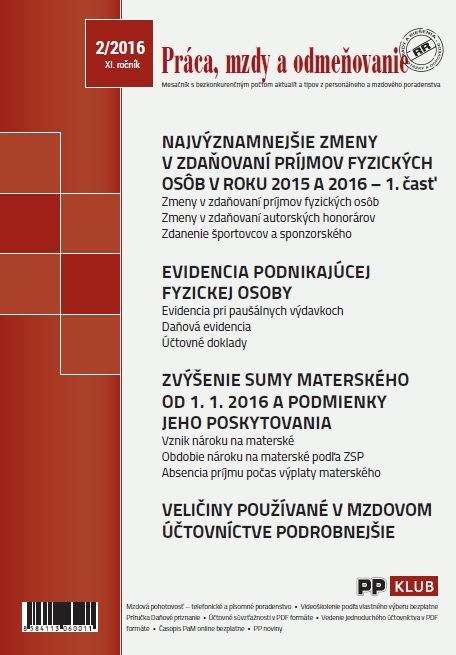 Pr�ca, mzdy a odme�ovanie 2 2016