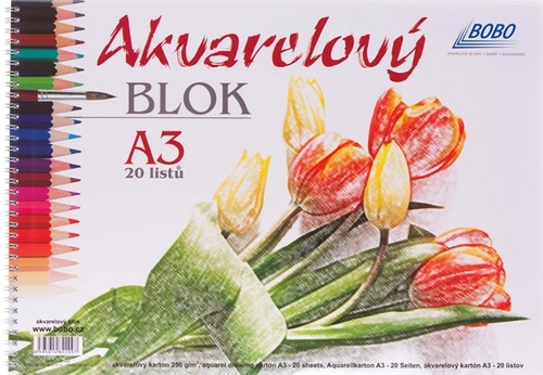 Akvarelov� blok A3, �ist�, 20 list�